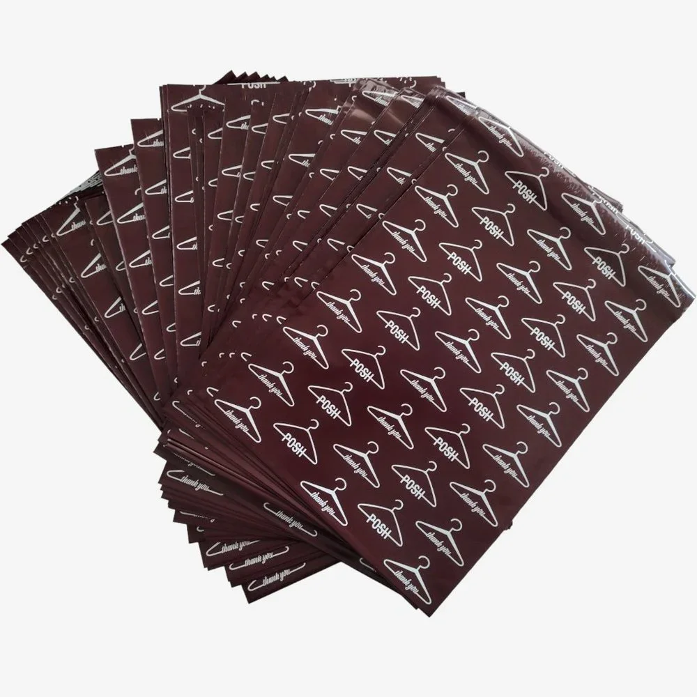 20 Count Posh 10 x 13 Burgundy Self Seal Printed Poly Mailers